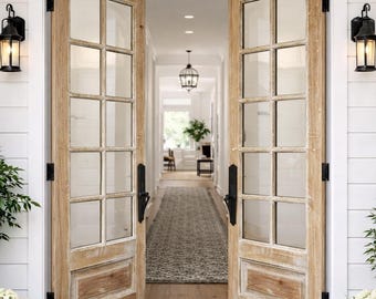 Antique Whitewashed French Door: Custom Interior/Exterior Doors