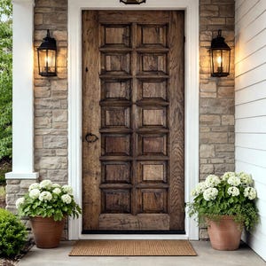 Handcrafted Solid Wood Panel Door, Rustic Farmhouse Square Design, Interior or Exterior Entry