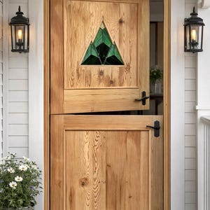 Hand-Carved Solid Wood Dutch Door with Mountain Peak Relief | Farmhouse Interior/Exterior Split Entry