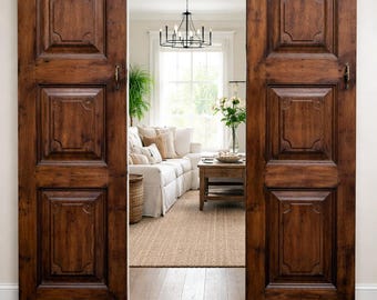 Handcrafted French Barn Door: Custom Spanish Colonial Rustic Wooden Interior/Exterior