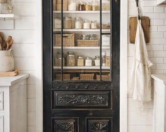 Hand-Carved Carved Glass Lite French Door, Mediterranean Farmhouse Interior/Exterior