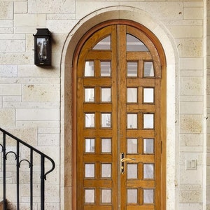 Custom Arched Glass Lite Door: Antique Style Solid Wood