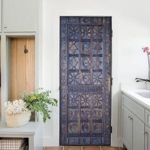 Custom Carved Antique Front Door, Farmhouse Interior Exterior Doors, Sliding Barn or Hinge, Double & Single, Wooden, Pocket, Pantry Doors
