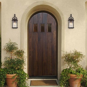 Custom Arched Wooden Door: Rustic Country House Style