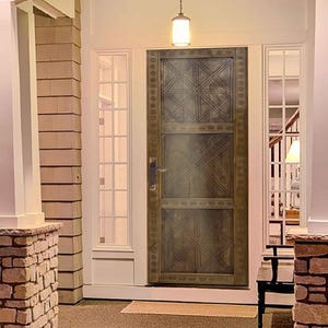 Geometric Carved Solid Wood Doors | Rustic Moroccan Southwestern Rustic Boho Door Interior/Exterior Double or Single Options