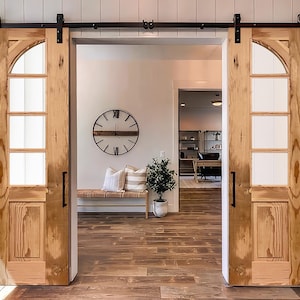 Custom Arched Glass French Doors: Rustic Double or Single Entry