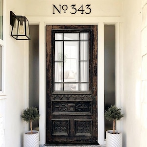 Hand Carved French Door: Black Distressed Custom Interior Door