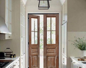 Puerta francesa personalizada: madera rústica antigua, interior o exterior