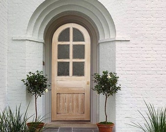 Custom Built Solid Wood Arched Door, Whitewashed Pantry Door, Entrance Front Doors, Top Lite Interior exterior Double or Single Glass Door