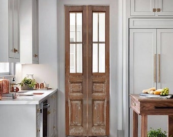 Kundenspezifische französische Tür, antike Innenaußentüren, Schiebe- oder Scharnier, doppelte und einfache rustikale Holztüren, Taschentür, Pantrytüren