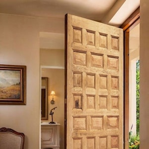 Spanish Colonial Door, Mission Style Mediterranean Rustic Solid Wood Grid Panel Door Interior/Exterior Double or Single Options