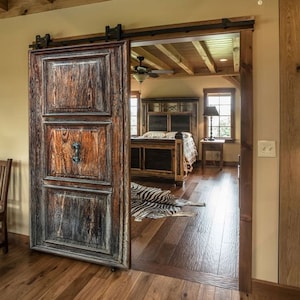 Antique Raised Panel French Doors: Rustic Distressed Solid Wood