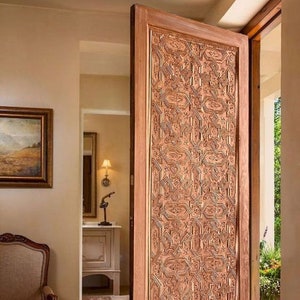 Hand-Carved Solid Wood Door: Antique Style Custom Entrance