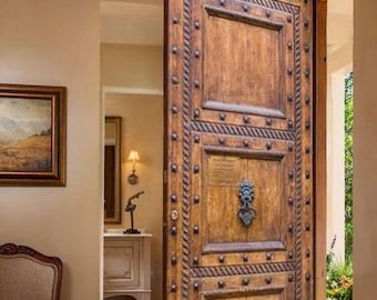 Custom Rustic Wooden Entry Door: Solid Wood Barn or Hinged Design