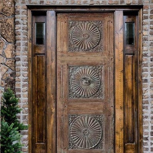 Custom Carved Wood Door: Rustic Barn Style, Interior or Exterior