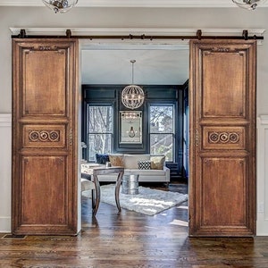 Rustic Hand-Carved Barn Doors, Custom-Sized Interior, Exterior Sliding, Hinged Doors, Entrance Front Door, Antique Authentic Pantry Doors
