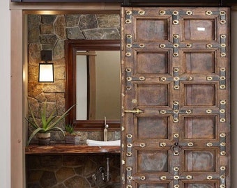 Hand-Carved authentic Doors, Antique Barn Door, Custom Size Interior Exterior Front Doors, Sliding or Hinged Double & Single Rustic Doors