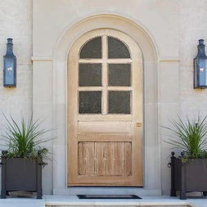 Custom Built Solid Wood Arched Door, Whitewashed Pantry Door, Entrance Front Doors, Top Lite Interior exterior Double or Single Glass Door