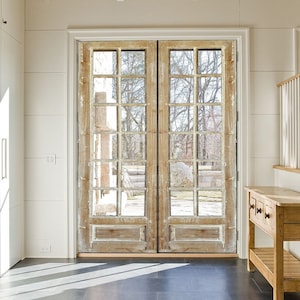 Antique Whitewashed Glass French Door, Custom Built Interior Exterior Doors, Sliding or Hinged, Double & Single Doors, Pocket, Pantry Doors