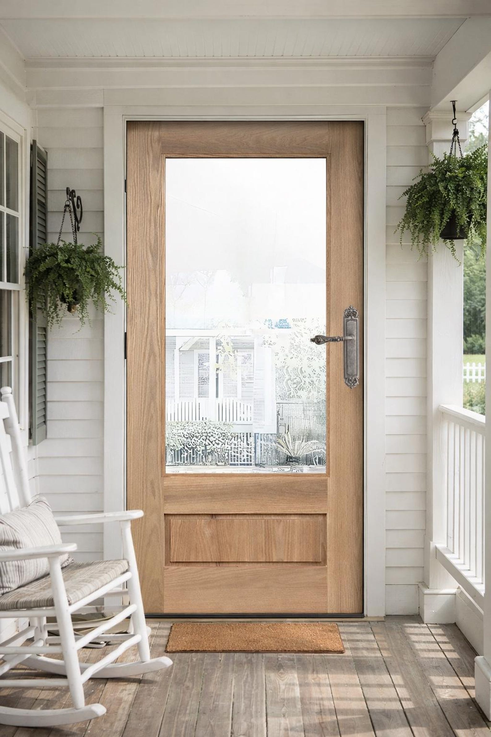 Farmhouse Lite Wood Door With Glass Pane - Custom Interior/exterior ...