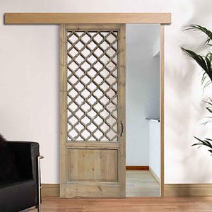Solid Wood French Barn Door: Antique Style Lite, Custom Size