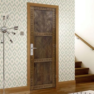 Hand-Carved Front Door, Antique Barn Doors, Custom-Sized Exterior, Interior Sliding or Hinged Door, Solid Wood Double or Single Rustic Doors