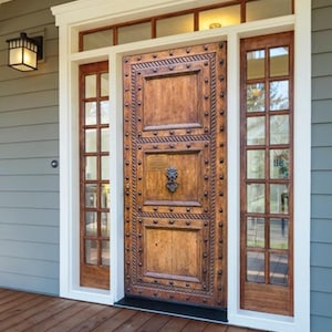 Solid Wood Medieval Door – Custom Interior or Exterior Single Panel, Rustic Barn Style, Iron Studded Castle Look, Unique Entry Design