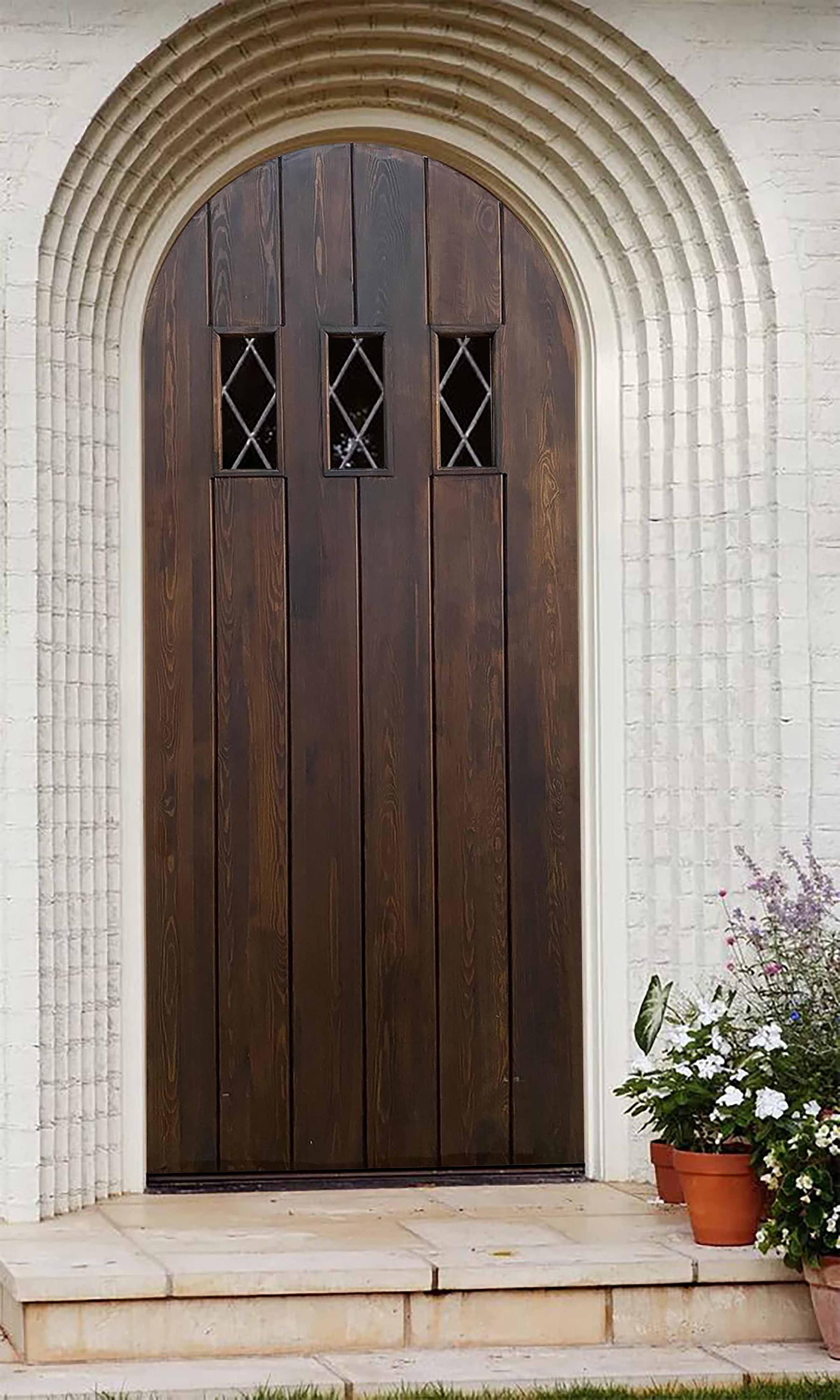 3 Lite Rustic Arch Top Wood Door: Tudor Style, Farmhouse Entry or ...