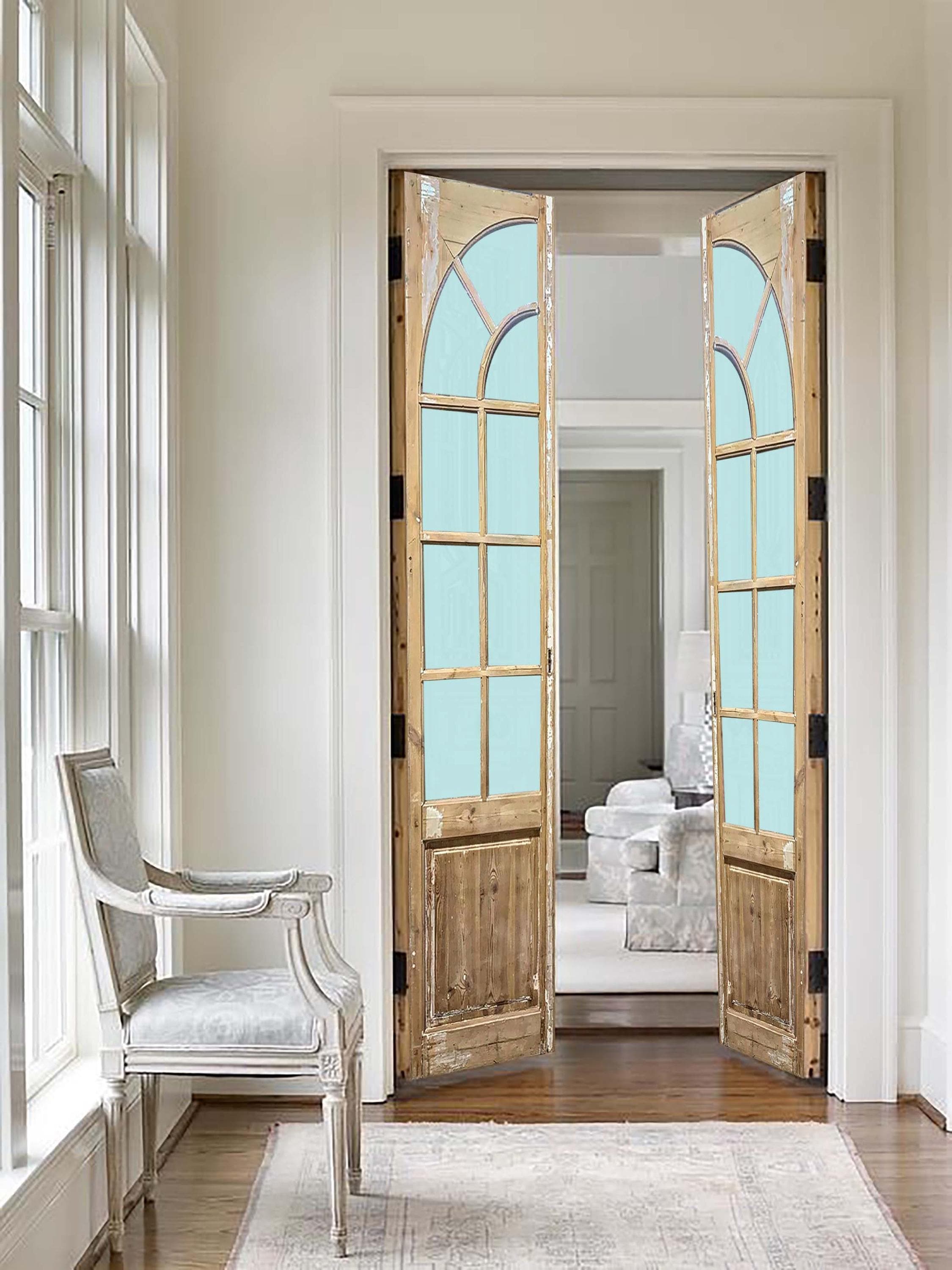フランス アンティーク French Arch Doors ドア Antique Arched French Double Doors (51x107) European Door