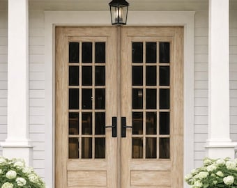 Custom Farmhouse Lite French Front Door: Rustic Glass Barn Doors, Interior/Exterior