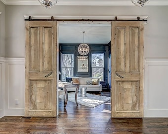 Handcrafted Antique Doors, Custom Size Interior Sliding Barn Door, Exterior Entry Front Door, Solid Wood Double or Single Rustic Doors