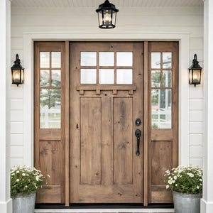 Puerta de entrada rústica de madera personalizada: estilo granja, interior/exterior
