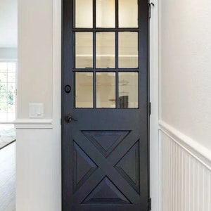 Custom Built Black French X Front Door, Vintage Farmhouse Interior Exterior Doors, Sliding, Hinge, Double & Single, Pocket Door, Pantry Door image 4