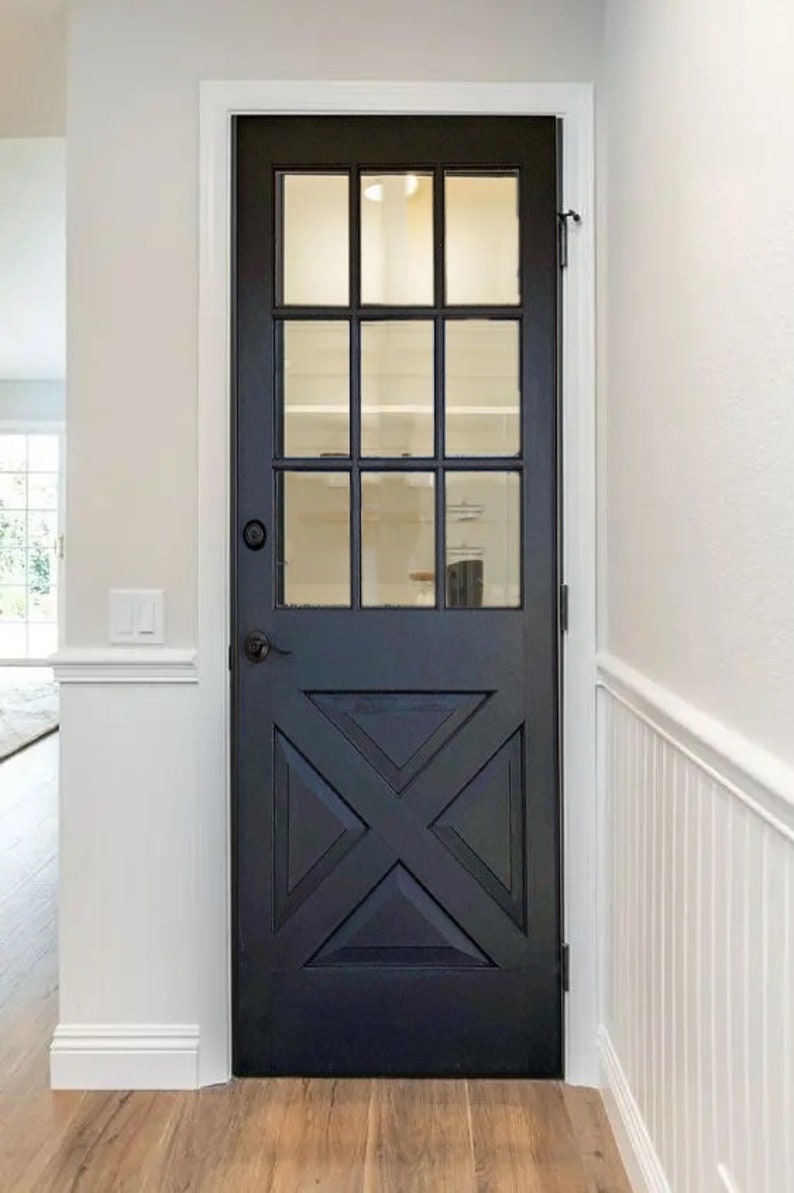 Custom Built Black French X Front Door, Vintage Farmhouse Interior Exterior Doors, Sliding, Hinge, Double & Single, Pocket Door, Pantry Door image 4