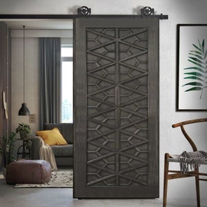 Luxury Statement Wood Panel Door with Lattice Pattern | Modern Moroccan-Inspired Carved Panel Interior/Exterior Double or Single Options