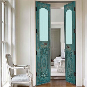 Hand-Carved Wooden Barn Door: Custom Made Interior or Exterior