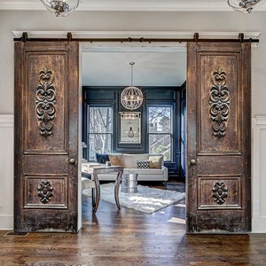Hand-Carved Antique Barn Door: Custom Rustic Interior/Exterior Door