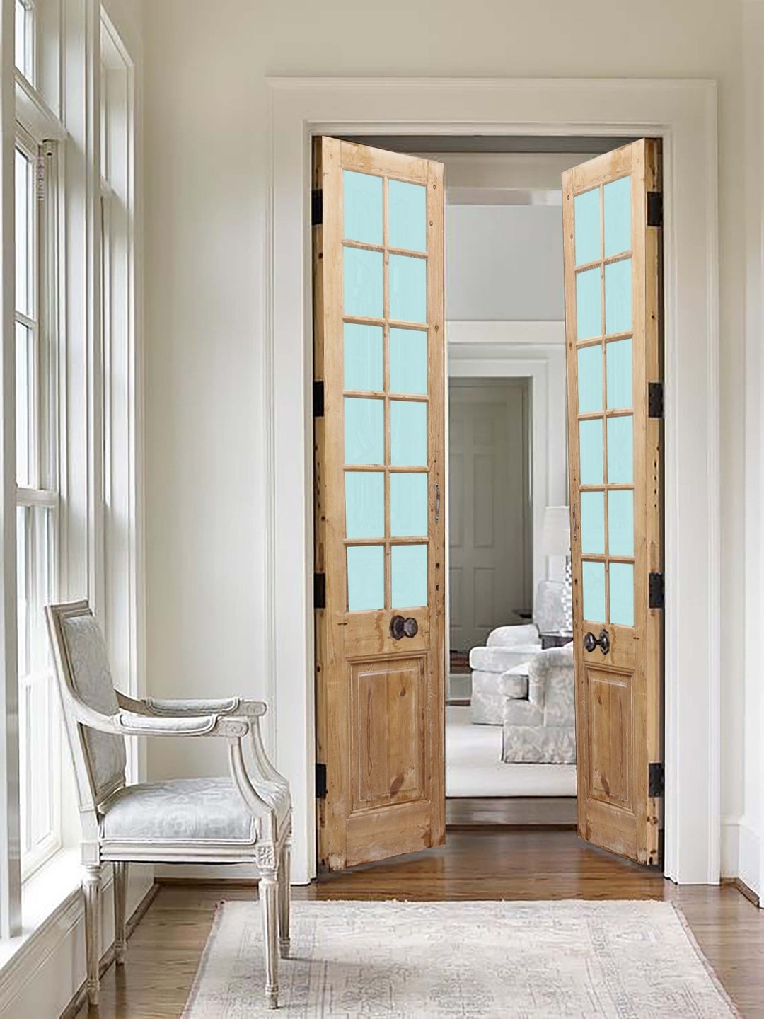 フランス アンティーク French Door ドア 窓 テーブル Wooden 12 Glass Panes French Door: Custom Antique Style Interior