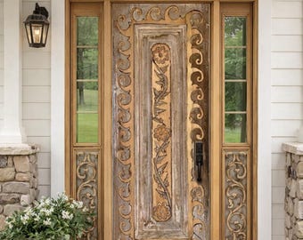 Hand-Carved Hacienda Front Door, Spanish Colonial Style, Interior or Exterior