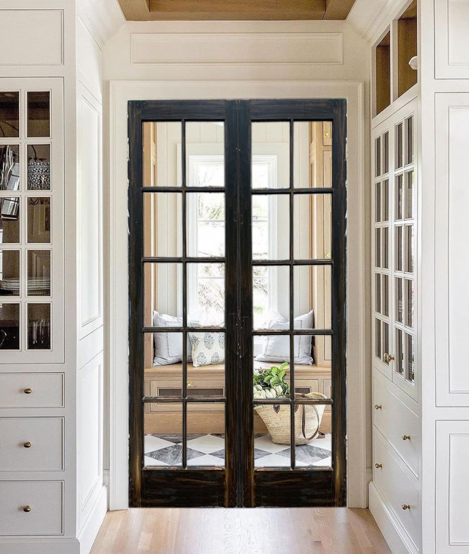Antique Black Distressed French Door Custom Built Interior - Etsy