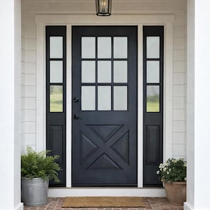 X Panel Custom Black Top Lite Glass Door: Vintage Farmhouse Style Interior / Exterior