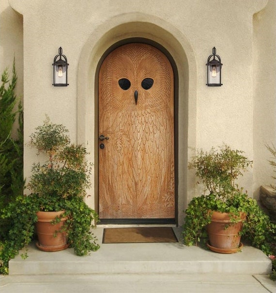 Porte hibou cintree en bois massif sculpte a la main porte d entree portes anciennes portes interieures coulissantes ou battantes rustiques simples ou doubles sur mesure Etsy Canada