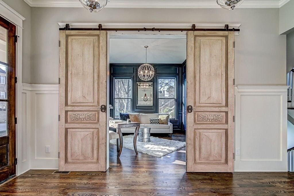Carved Wood French Doors | Rustic Farmhouse Style - Etsy