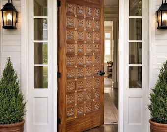 Hand Carved Floral Wood Door – Spanish Colonial Statement – Solid Timber Custom Interior or Exterior