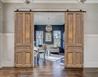 Antique French Barn Door: Custom Size 5-Panel Interior/Exterior Door