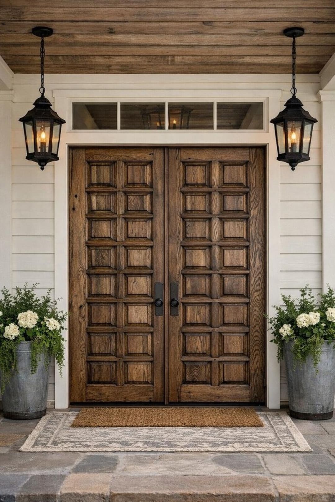 Handcrafted Solid Wood Panel Door, Rustic Farmhouse Square Design ...