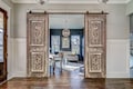 Hand-Carved Rustic Barn Door: Custom Solid Wood Sliding or Hinged