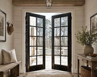 Antique Black French Door: Custom Size Interior/Exterior Double or Single