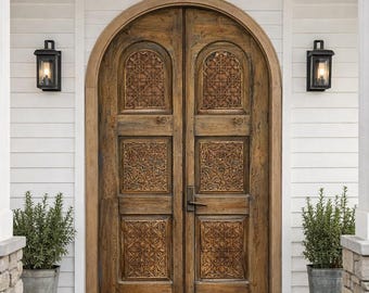 Arched Top Lite Rustic Door: Custom Farmhouse Interior/Exterior Double or Single