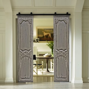 Hand-Carved Distressed Barn Door: Antique Style Solid Wood